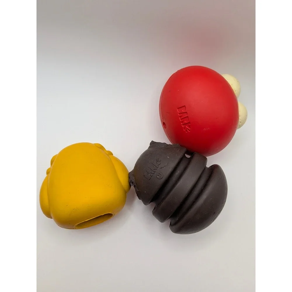 BarkBox Durable Dog Toy Treat Dispenser‎ Bundle Rubber Super Chewer 3 pc Lot